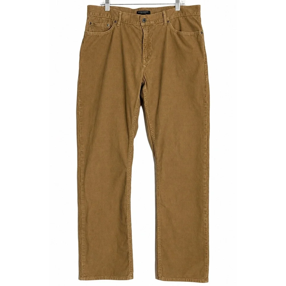 Banana Republic Mens 38x36 Pima Cotton Corduroy Pants New Tan 5-Pocket Straight
